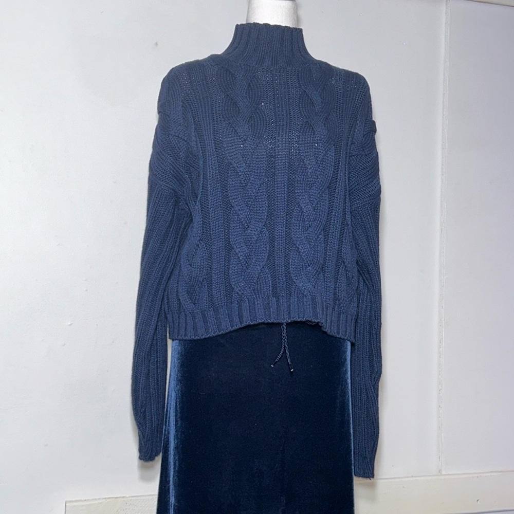 Moda International cable knit sweater and matching velor skirt set